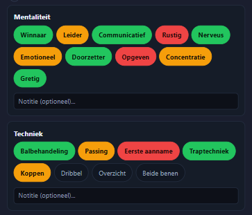 Live spelerstile met acht notitievelden en opvallend-knop