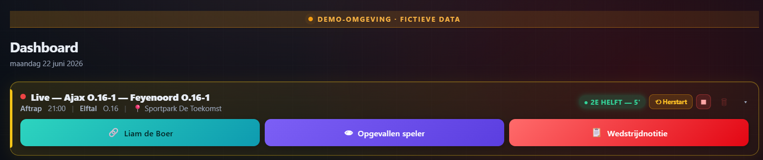Live scouten - gekoppelde speler en opgevallen speler knop tijdens wedstrijd